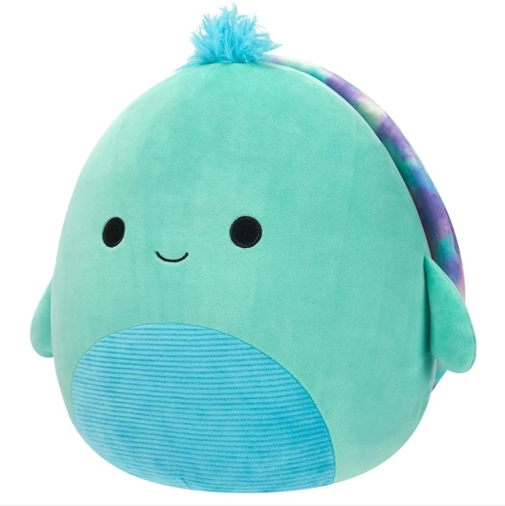 NWT - Squishmallow Cascade the Turtle 11" Stuffed Plush - Teal w/Tie-Dye Shell.